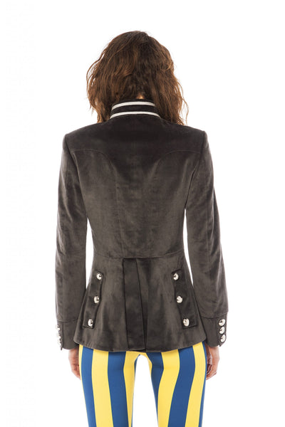 Grey Velvet Lancer Jacket by Pinky Laing | Festivalia.com