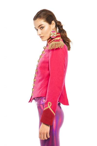 ジャケット・アウター Pinky & Dianne velor fabric jacket DG2 by Diane Gilman Quilted Velvet Crystal Detail Jacket