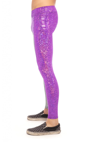 Purple Mermaid Holographic Leggings / Holographic Metallic Mermaid Legging  / Made in USA Revolver Fashion / Funstigators Festival Clothing 