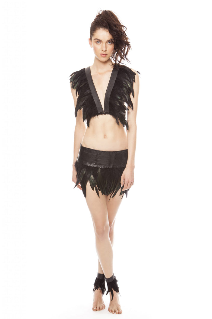 Feather and Leather Bralette Top | Festivalia