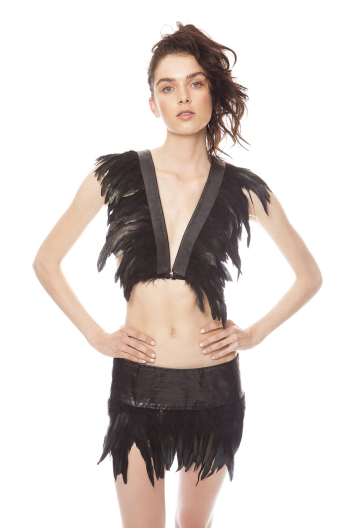 Feather and Leather Bralette Top | Festivalia