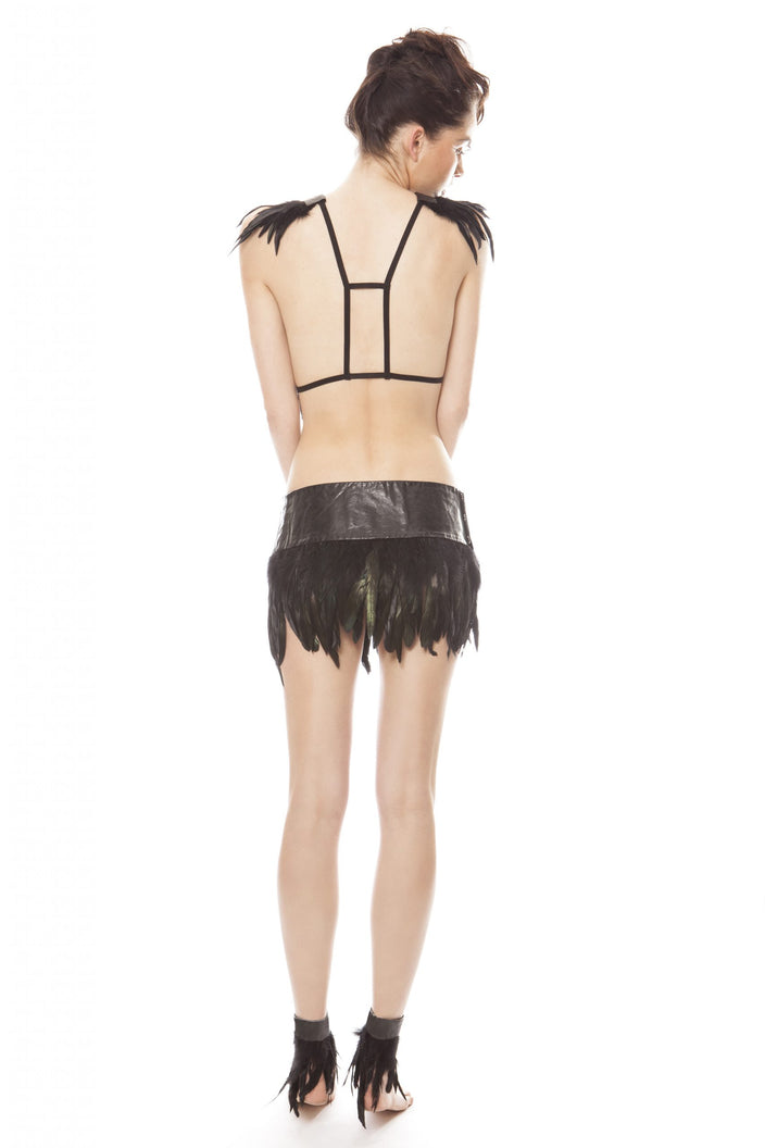 Feather and Leather Bralette Top | Festivalia