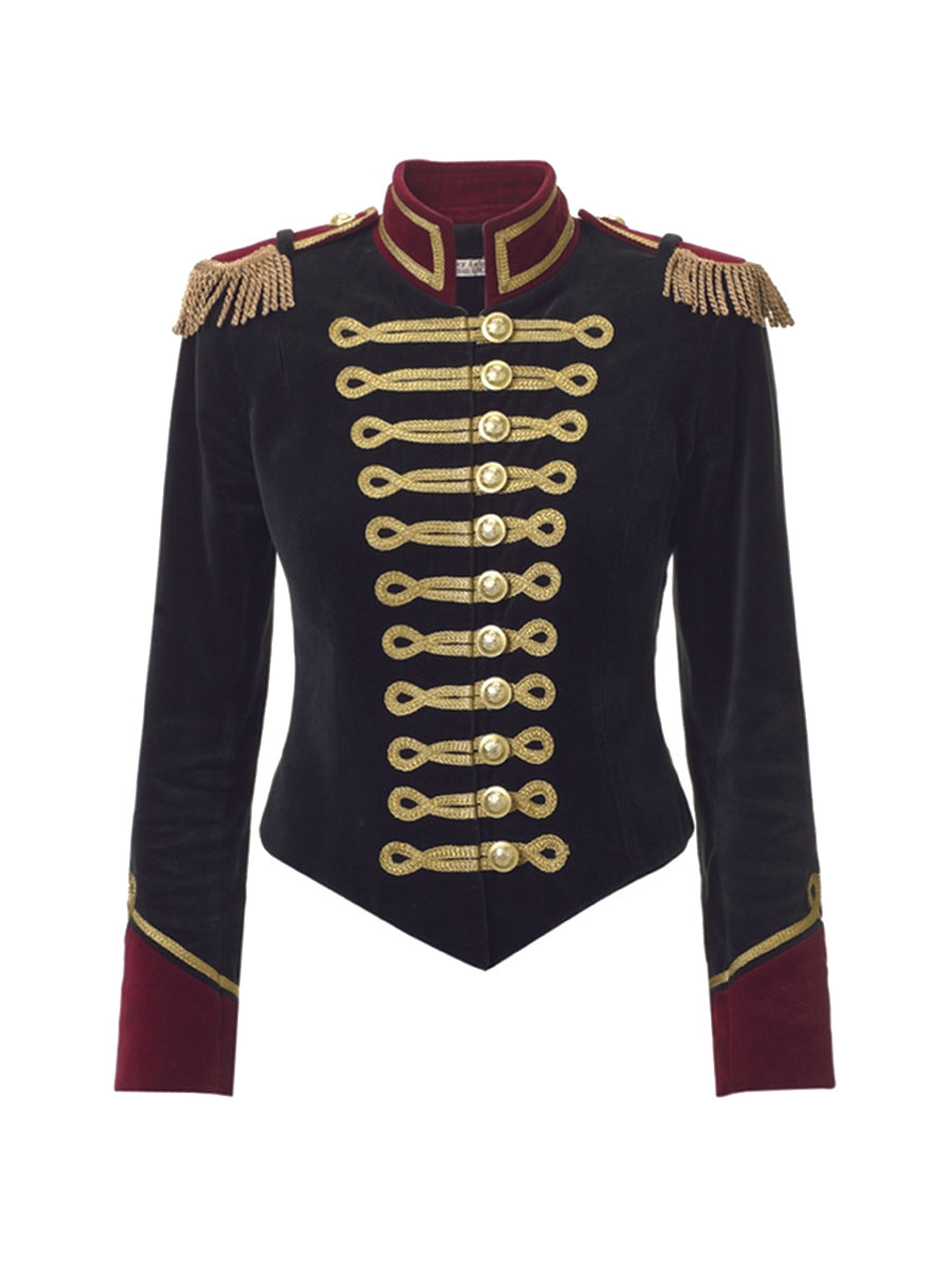 Women's Velvet V-Cut Military Style Jacket