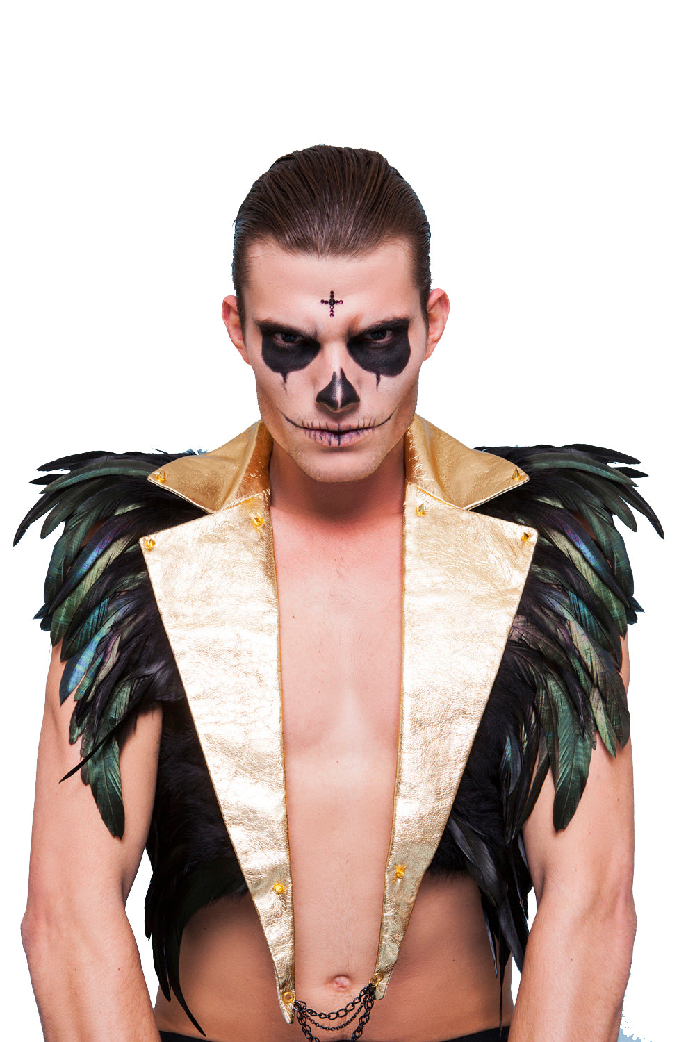 Gold Leather and Feather Lapels | Festivalia