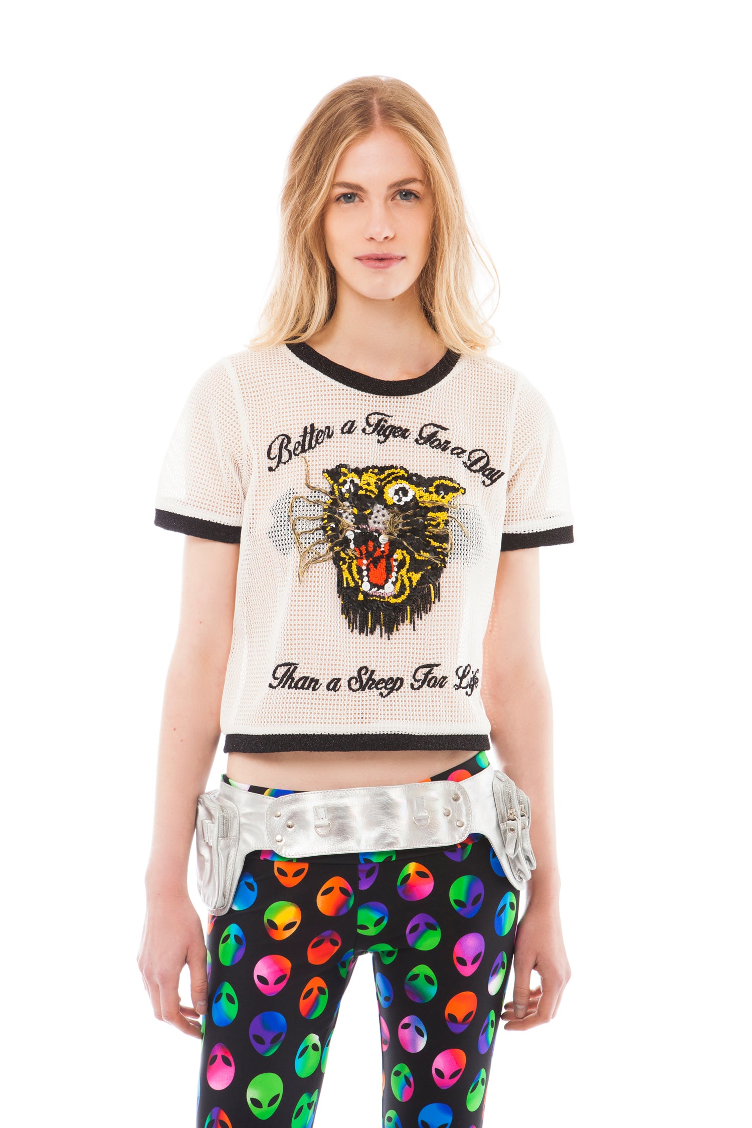 Cropped Mesh Tiger Top | Festivalia