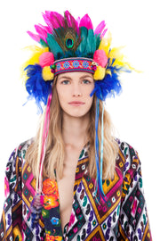 Peacock Feather Headpiece with Pompoms | Thumbnail 1