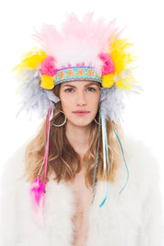 Pink Feather Headpiece with Pompoms | Thumbnail 1