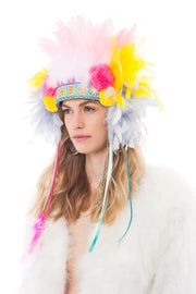 Pink Feather Headpiece with Pompoms | Thumbnail 2