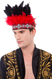 Men's Red and Black Feather Headpiece | Thumbnail 2