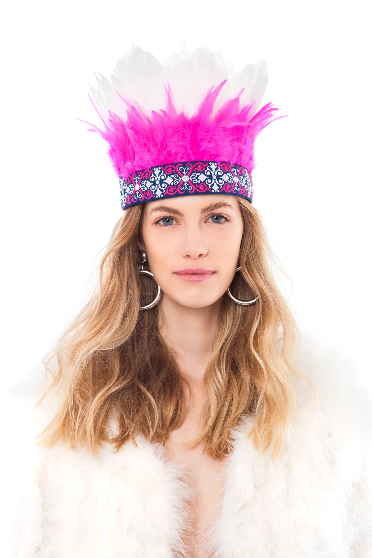 Pink and White Feather Headpiece | Festivalia