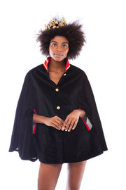 Black Velvet Cape with Red Persian Trim | Thumbnail 1