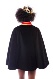 Black Velvet Cape with Red Persian Trim | Thumbnail 2