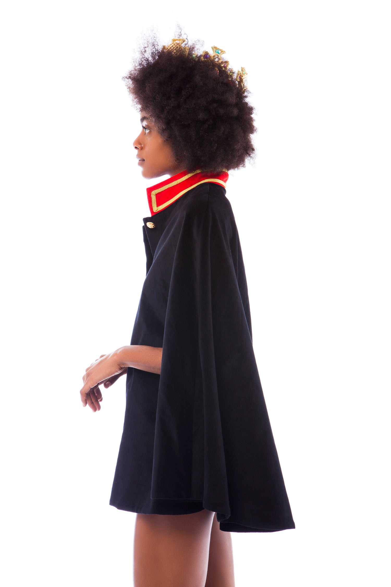 Black Velvet Cape with Red Persian Trim | Festivalia