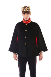 Black Velvet Cape with Persian Red Trim | Thumbnail 1