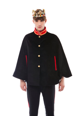 Black Velvet Cape with Persian Red Trim