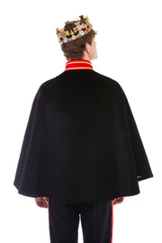 Black Velvet Cape with Persian Red Trim | Thumbnail 3
