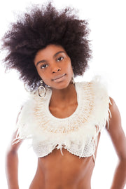 Shell and White Feather Collar | Thumbnail 2