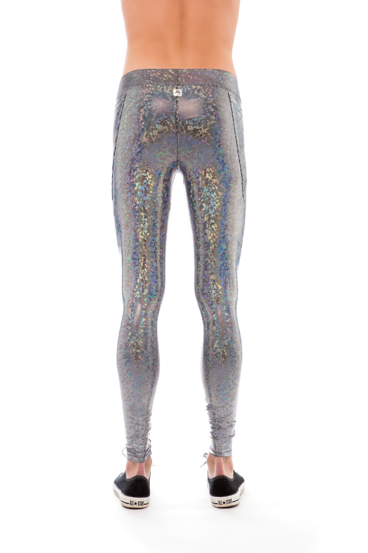 Silver Holographic Men's Leggings | Festivalia