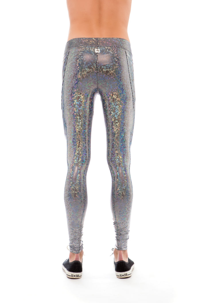 Silver Holographic Men's Leggings | Festivalia