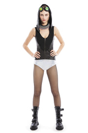 Leather Corset Hooded Top | Thumbnail 1