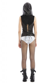 Leather Corset Hooded Top | Thumbnail 3