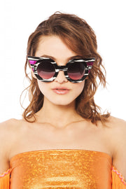 DeFying Black and Fuchsia Winged Sunglasses | Thumbnail 1