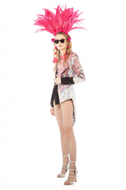 Holographic Lilac & Silver Sequin Tailcoat | Thumbnail 2