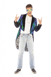 Men's Deep Sea Green Sequin Tailcoat | Thumbnail 1