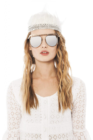 White Short Feather and Diamante Headpiece