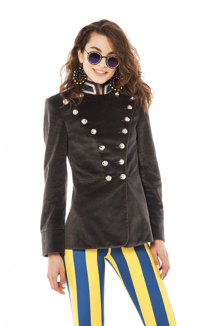 Grey Velvet Lancer Jacket