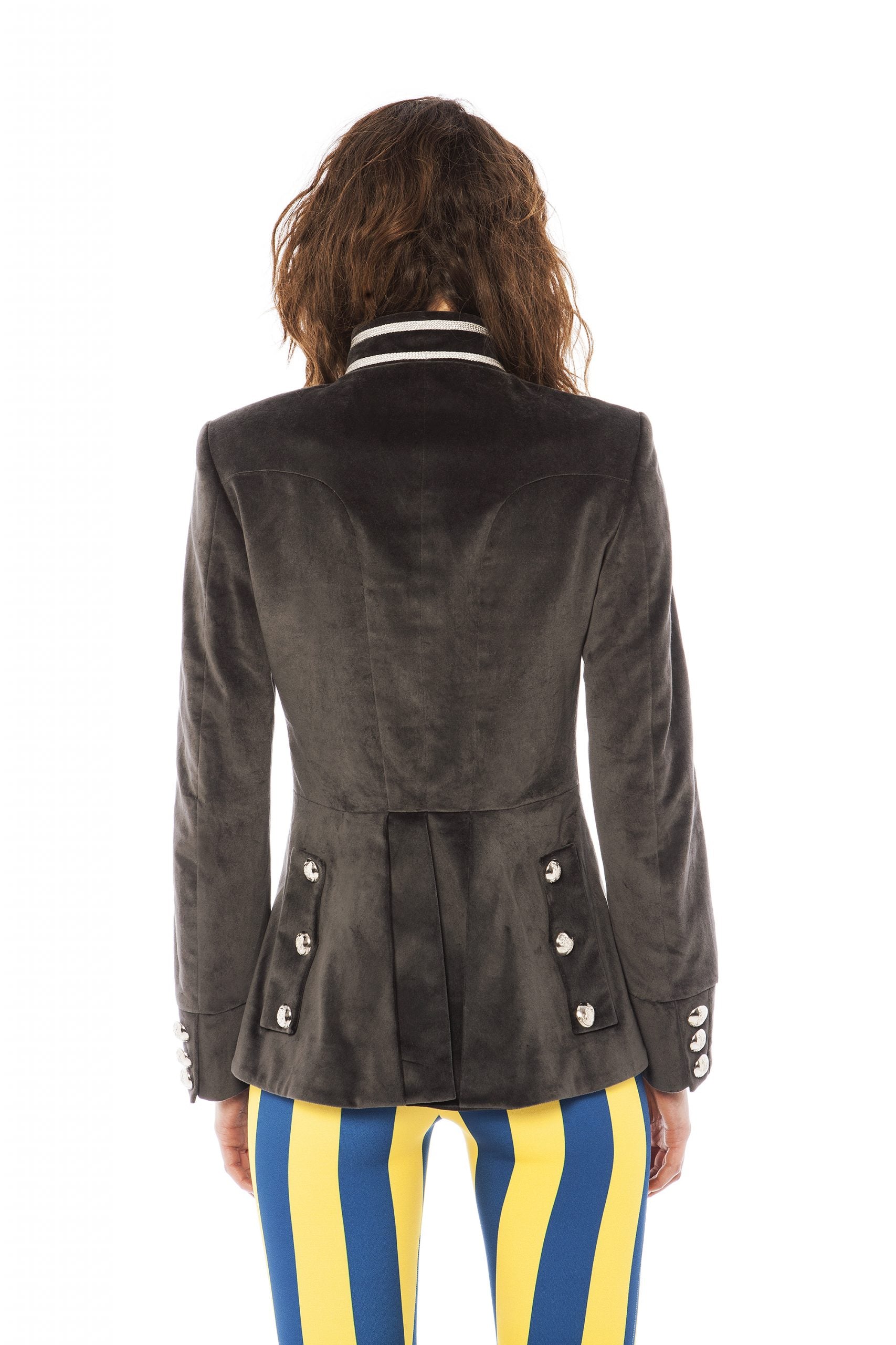 Grey Velvet Lancer Jacket | Festivalia