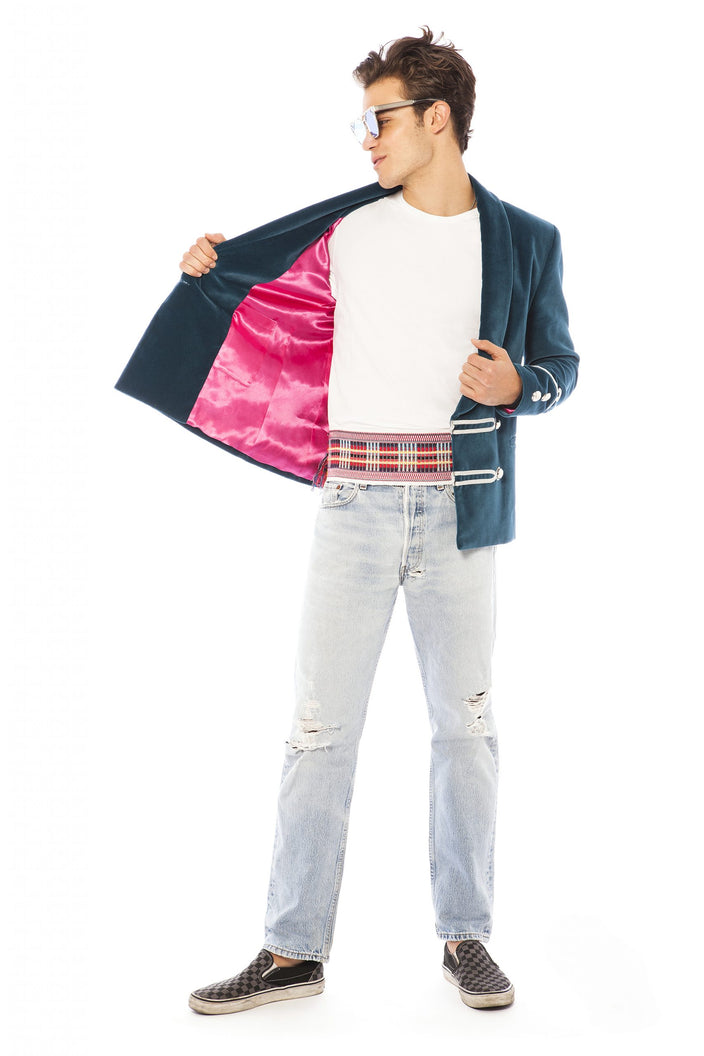 Teal Velvet Smoking Jacket | Festivalia