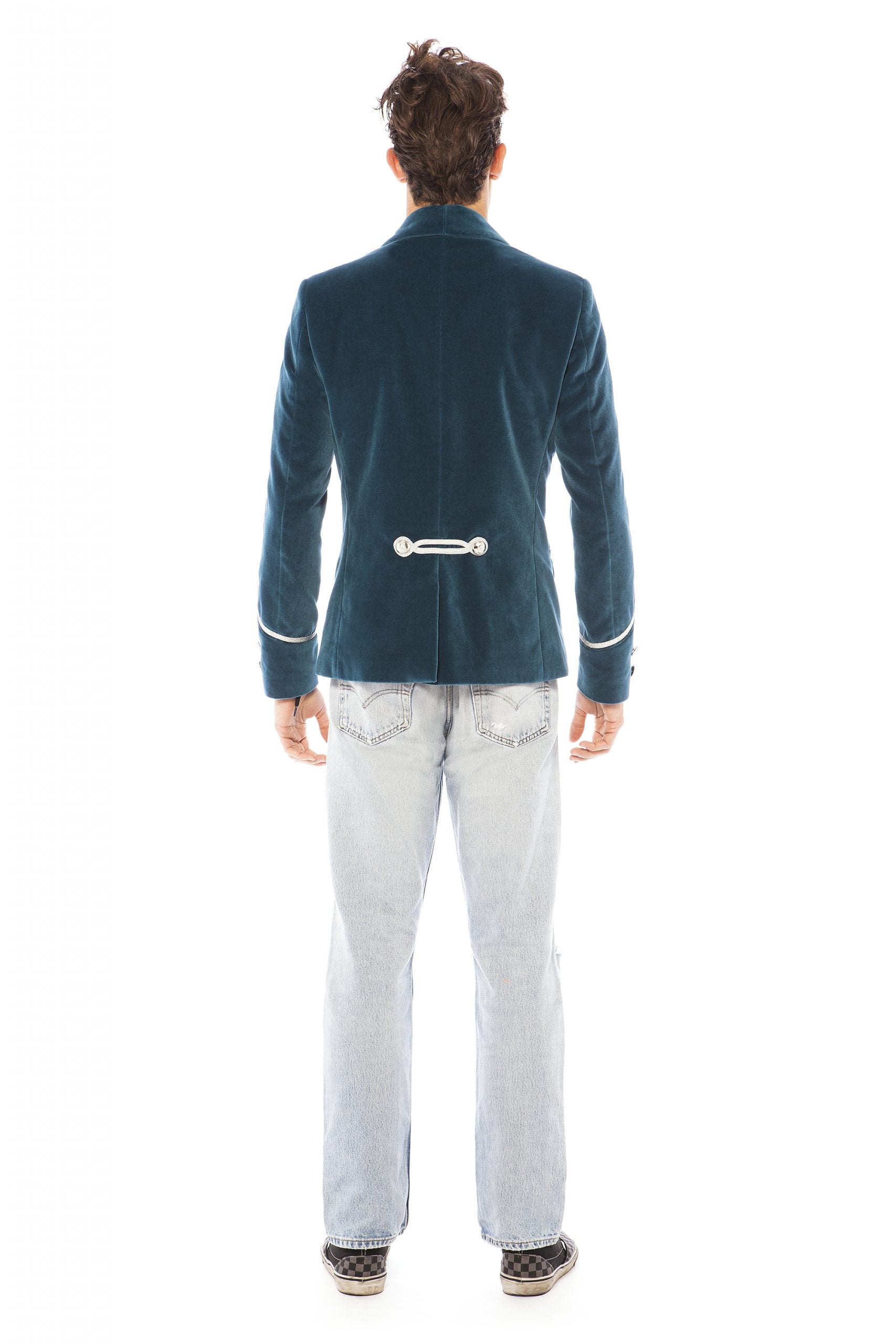 Teal Velvet Smoking Jacket | Festivalia