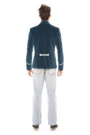 Teal Velvet Smoking Jacket | Thumbnail 4