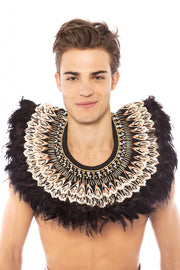 Black Feather, Shell and Beaded Collar | Thumbnail 1