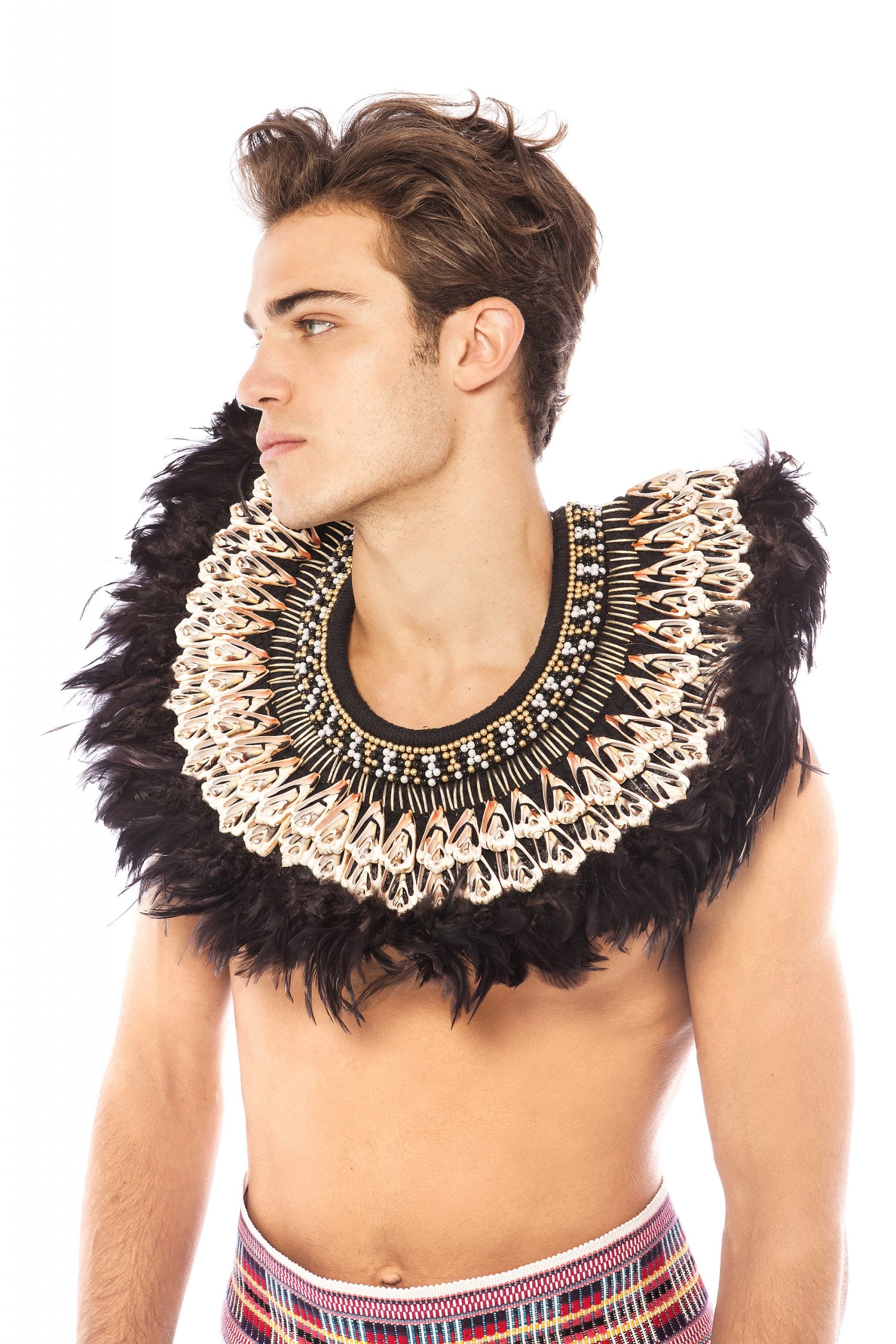 Black Feather, Shell and Beaded Collar | Festivalia