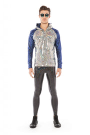 Blue and Disco Silver Holographic Hoodie | Thumbnail 1