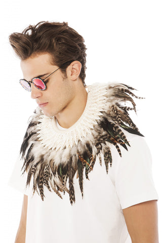 Men's Shell and Feather Collar