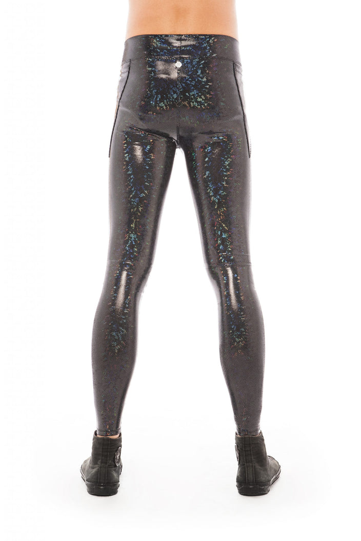 Black Holographic Men's Leggings | Festivalia