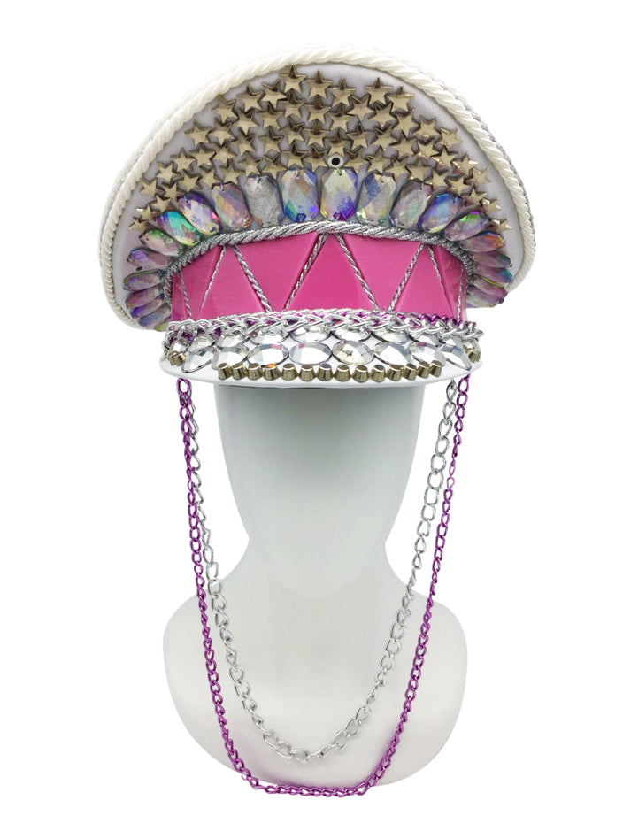 Adria Pink & Gemstone Encrusted Captain Hat | Festivalia