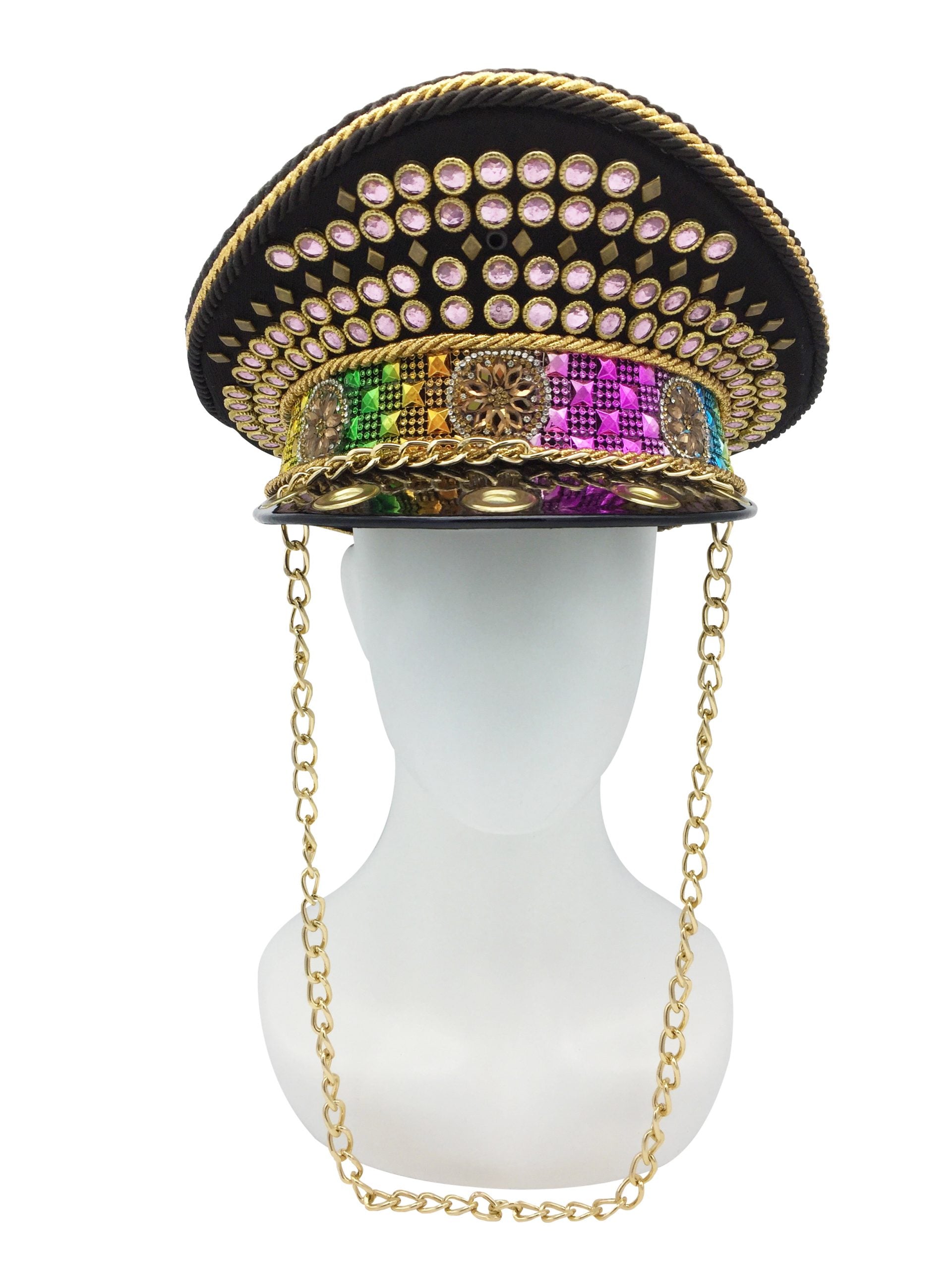 Radne Black and Rainbow Detail Military Style Hat | Festivalia