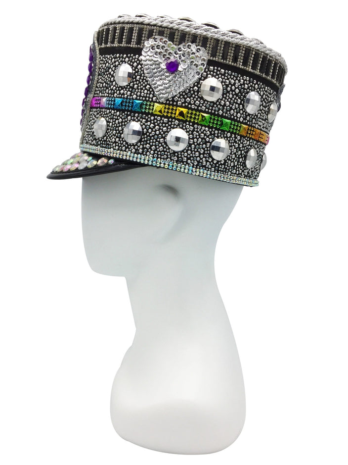 Disco Heart Embellished Military Style Hat | Festivalia