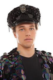 Men's Catrina Captain Hat with Skull Embellishment | Thumbnail 1