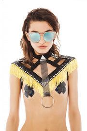 Yellow Fringe and Rhinestone Body Harness | Thumbnail 1