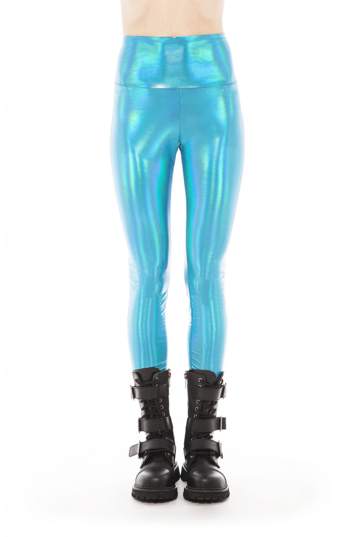 Iridescent Green Leggings by Wild Love Clothing