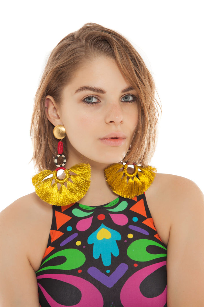 Phakar Gold Tassel Earrings | Festivalia