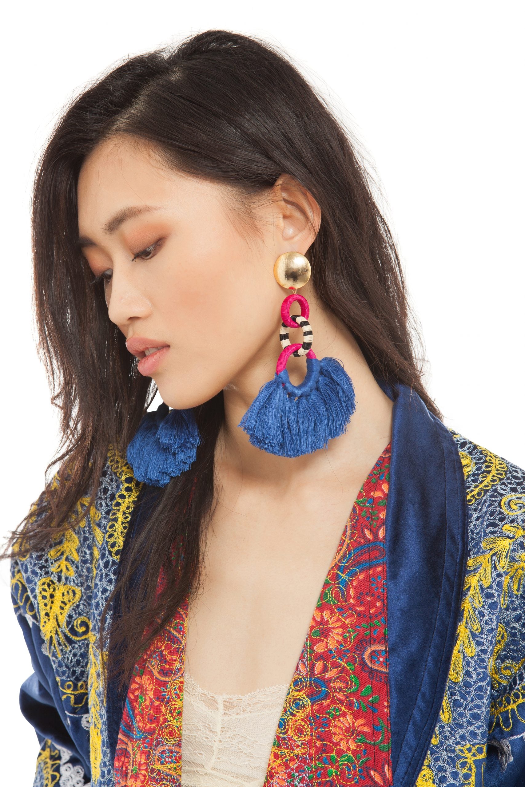 Elettra Blue Tassel Earrings | Festivalia