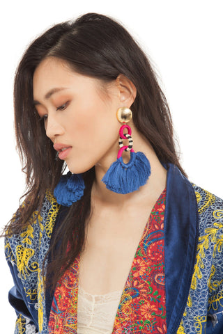 Elettra Blue Tassel Earrings