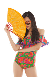 The Vanity Orange Hand Painted Fan | Thumbnail 2