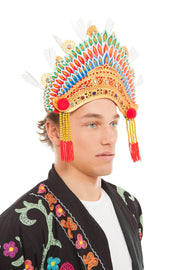 Men's The White Tip Crown with Gold Tassels and Mirror Embellishment | Thumbnail 2